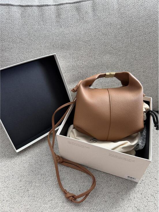 Polene Handbags - Polène Béri Camel Textured Leather Crossbody Shoulder Bag | Full-Grain Calfskin